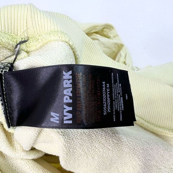 Ivy Park Cropped Hoodie Womens Medium Light Yellow Logo Print Pullover* - Picture 10 of 13